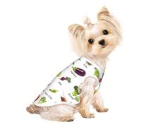 Introducción de varias camisetas para perros con estampado de verduras para perros pequeños, camisetas elásticas ligeras sin mangas, chaleco a rayas