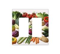 Introducción de varias placas de pared de verduras, cubierta decorativa para interruptor de luz, 2 cubiertas de toma de corriente, placa de interruptor eléctrico, cubierta de placa frontal