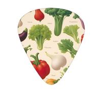 Introducción de varias púas de guitarra con impresión de verduras para hombres y mujeres, accesorios de instrumentos triangulares (12 piezas de una cara)
