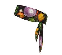 Introducción de varias verduras con estampado de diadema deportiva unisex para correr, fitness, tenis, ciclismo, yoga