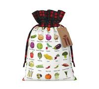 Introducción de varias verduras con estampado de Navidad, bolsa de regalo con cordón, bolsas de Navidad, diseño festivo a cuadros