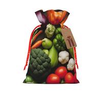 Introducción de varias verduras con estampado de Navidad, bolsa de regalo festivo, bolsas de cordón de Navidad, decoración de fiesta