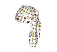 Introducción de varias verduras con estampado de secado rápido, gorro de ciclismo Durag que absorbe la humedad, sombreros para la cabeza, para mujeres y hombres, color negro