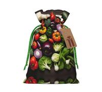 Introducción de varias verduras con estampado pequeño con cordón para regalos, bolsa de regalo reutilizable, para regalos de vacaciones y fiestas