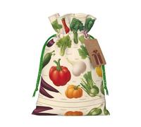 Introducción de varias verduras con estampado pequeño con cordón para regalos, bolsa de regalo reutilizable, para regalos de vacaciones y fiestas
