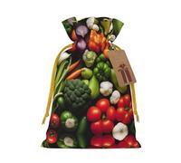Introducción de varias verduras con estampado pequeño con cordón para regalos, bolsa de regalo reutilizable, para regalos de vacaciones y fiestas