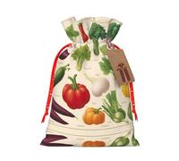 Introducción de varias verduras con estampado pequeño con cordón para regalos, bolsa de regalo reutilizable, para regalos de vacaciones y fiestas