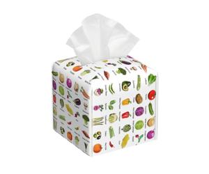Introducción de varias verduras con impresión cuadrada para caja de pañuelos, organizador de cajas de pañuelos de cuero, decoración para baño