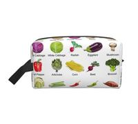 Introducción de varias verduras con impresión de aseo para hombres, bolsa de cosméticos de gran capacidad, bolsa de aseo de viaje para mujeres, White, Talla única