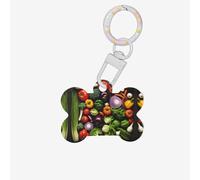Introducción de varias verduras con impresión de hueso, etiquetas de identificación de mascotas, etiquetas acrílicas para perros y gatos con anillo para perro y gato, manualidades colgantes