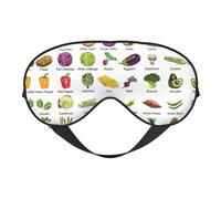 Introducción de varias verduras con impresión de máscara de ojos suave, cubierta suave de doble cara para dormir, viajes, yoga, correa ajustable, bloquea la luz