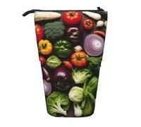Introducción de varias verduras con impresión telescópica ajustable, estuche ligero organizador para oficina, viajes, bolsa de bolígrafos