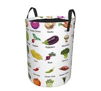 Introducción de varias verduras estilo moderno tela plegable cesta de lavandería grande, cesta, bolsa de ropa plegable, paquete de ropa sucia plegable para dormitorio hogar o dormitorio y viaje