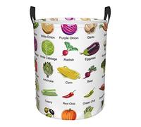 Introducción de varias verduras estilo moderno tela plegable cesta de lavandería grande, cesta, bolsa de ropa plegable, paquete de ropa sucia plegable para dormitorio hogar o dormitorio y viaje