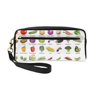 Introducción de varias verduras impresión de cuero pequeño bolsa de maquillaje - Organizador de accesorios cosméticos reutilizable, bolsa de aseo de viaje