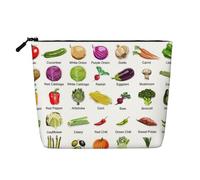 Introducción de varias verduras, organizador de cosméticos grande, bolsa de cáñamo falso, resistente al agua con cremallera para viajes diarios