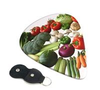 Introducción de varias verduras Púas de guitarra, 6 unidades, púas de celuloide de 0,96 mm de grosor con soporte de púas de cuero, púa de guitarra personalizada para bajo, guitarras eléctricas