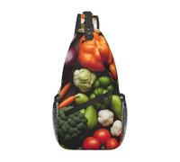 Introducción de varios bolsos bandolera con estampado de verduras para mujeres y hombres, a la moda, de un solo hombro, riñonera, bolsa cruzada de viaje