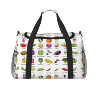 Introducción de varios estampados de vegetales, bolsa de lona grande de viaje para fin de semana para mujer, bolsa de mano, Negro -, Talla única