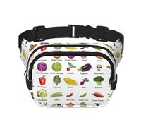 Introducción de varios estampados de verduras grandes riñoneras para mujer, bonita riñonera cruzada de moda, Negro -, Talla única