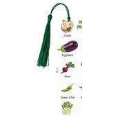 Introducción de varios marcadores de página de lectura con impresión de verduras, 5 marcapáginas de madera con borlas, regalos para los amantes de los libros