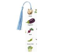 Introducción de varios marcadores de página de lectura con impresión de verduras, 5 marcapáginas de madera con borlas, regalos para los amantes de los libros