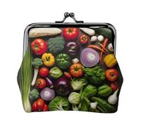 Introducción de varios monederos con hebilla y estampado de verduras, estilo vintage, con cierre de beso, monedero, monedero, monedero para mujer a la moda, Negro -, Talla única, Vintage