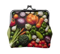 Introducción de varios monederos con hebilla y estampado de verduras, estilo vintage, con cierre de beso, monedero, monedero, monedero para mujer a la moda, Negro -, Talla única, Vintage
