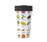 Introducción de varios vegetales con impresión casual de café para café caliente y frío, vaso de acero inoxidable para casa, oficina, viajes