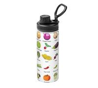 Introducción de varios vegetales con impresión de 18 onzas, hervidor deportivo aislado para ciclismo, gimnasio, baloncesto al aire libre, adecuado como regalo