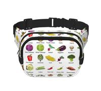 Introducción de varios vegetales estampados para hombres y mujeres, bolsa de cintura cuadrada de doble capa para entrenamiento, bolsa cruzada de viaje, Negro -, Talla única