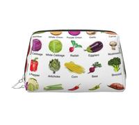 Introducción de verduras organizador de cosméticos impreso, estuche de belleza a prueba de golpes con amplia apertura de cremallera para viajes, Silver, One Size