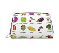 Introducción de verduras organizador de cosméticos impreso, estuche de belleza a prueba de golpes con amplia apertura de cremallera para viajes, Gold, One Size
