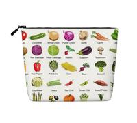 Introduction of Vegetables - Bolsa de maquillaje de cáñamo falso de gran capacidad, portátil, con cremallera, resistente al agua