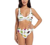Introduction of Vegetables - Conjunto de bikini para mujer, traje de baño de dos piezas con relleno extraíble suave, Negro, M