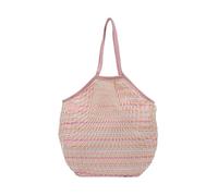 Introti Bolsa de malla para playa, gran capacidad, para verano, viajes, playa, hecha a mano, con asa superior, para mujer, uso diario y vocación, Pink, 380 x 350 x 20mm