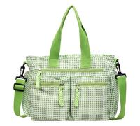 Introti Bolso cruzado a cuadros para mujer con correa ajustable, bonito bolso de mano para viajes, compras, trabajo, citas, uso diario, Green, 12.99x5.51x9.84(inch)