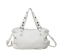 Introti Bolso cruzado clásico de piel sintética para mujer, de lujo, color sólido, gran capacidad, asa superior, flexible, suave, casual, para llevar al trabajo, White, 330x260x120MM