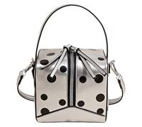 Introti Bolso cruzado ligero con patrón de puntos para mujer, con asa superior, correa ajustable, cierre de cremallera, para vacaciones, uso diario, Silver, Medium