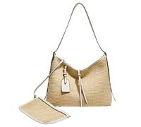 Introti Bolso de hombro de paja de gran capacidad con bolso hecho a mano para mujer, uso diario y vocación, estilo 4, 12.2 x 3.94 x 9.84inch