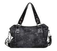 Introti Bolso de hombro retro de gran capacidad, elegante bolsa de metal con cierre de cremallera, bolsa cruzada de remache de moda, bolsa cruzada de viaje, trabajo, compras, White, 15.35x10.24x5.12
