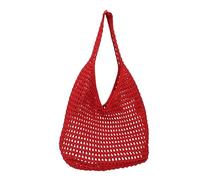 Introti Bolso tipo hobo para mujer, portátil y ligero, tejido de color sólido, gran capacidad, para vacaciones, uso diario, Red, C