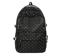 Introti Bonita mochila de viaje de lunares de gran capacidad, mochila casual ligera para estudiantes de primaria y secundaria, Black, 460 x 330 x 160mm, moda