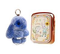 Introti Caja de galletas de conejo de Pascua con llaveros de la suerte, soporte de galletas de mano con asa para bodas, suministros de fiesta de Pascua