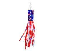 Introti Calcetín de viento de la bandera estadounidense con luz LED para colgar, decoraciones reutilizables del 4 de julio, Día de la Independencia, Día de los Caídos, calcetines de viento para
