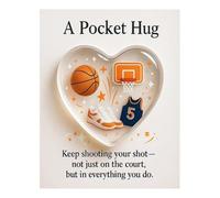 Introti Colección de abrazos de bolsillo con temática deportiva en forma de corazón con tarjetas de regalo inspiradoras de fútbol, abrazo de bolsillo para entusiastas del deporte y amigos