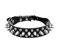 Introti Collares de cachorro con remaches para perros y gatos, de piel sintética, con tachuelas, diseño de hebilla de metal, para mascotas pequeñas, medianas y grandes como Bulldog Frenchie
