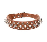 Introti Collares de cachorro con remaches para perros y gatos, de piel sintética, con tachuelas, diseño de hebilla de metal, para mascotas pequeñas, medianas y grandes como Bulldog Frenchie