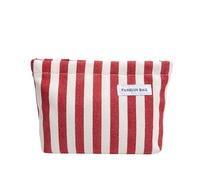 Introti Elegantes bolsas de almacenamiento de gran capacidad, bolsa de transporte simple, multiusos, con rayas bloqueadas de color, bolsa de maquillaje para compras y salidas familiares al aire libre