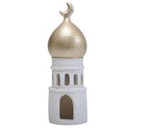 Introti Estatua de mezquita de resina islámica, decoración de Ramadán Eid Mubarak, adorno musulmán hecho a mano para el hogar, oficina, sala de oración, modelo de mezquita árabe, regalo de festival